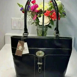 Giana Bernini Black Turnlock Glaze Handbag/Purse/Satchel/Shoulder Bag NWT!